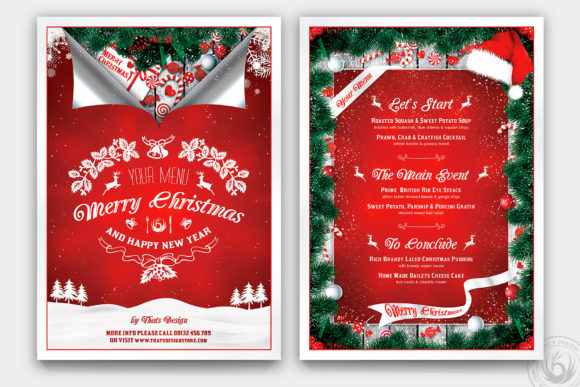Christmas Menu Template V6 for Print Templates