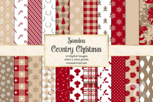 Country Christmas Digital Paper Patterns