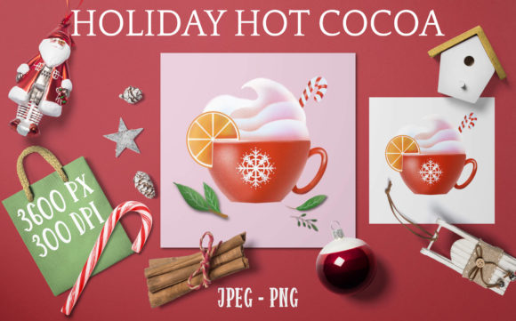 Holiday Sublimation Clip Art Hot Cocoa for Crafts