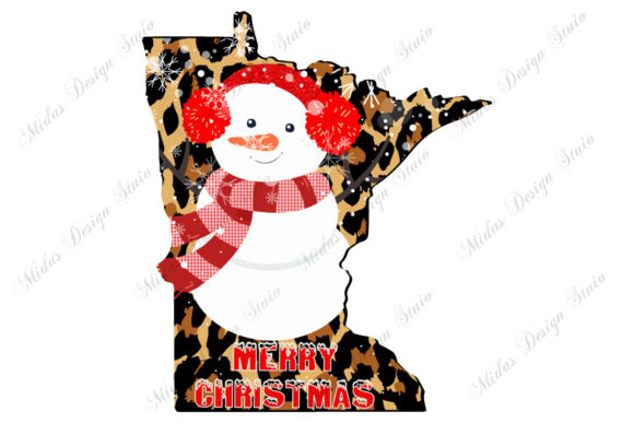 Leopard Minnesota Christmas with Snowman Graphic Design Asset