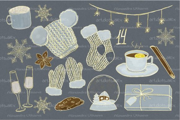 Set of Illustrations Christmas Mood for Creative Projects