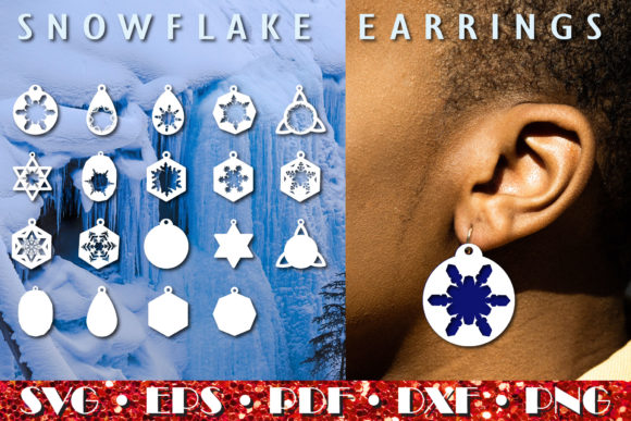 Snowflake Earrings, Christmas Ornaments for Crafts